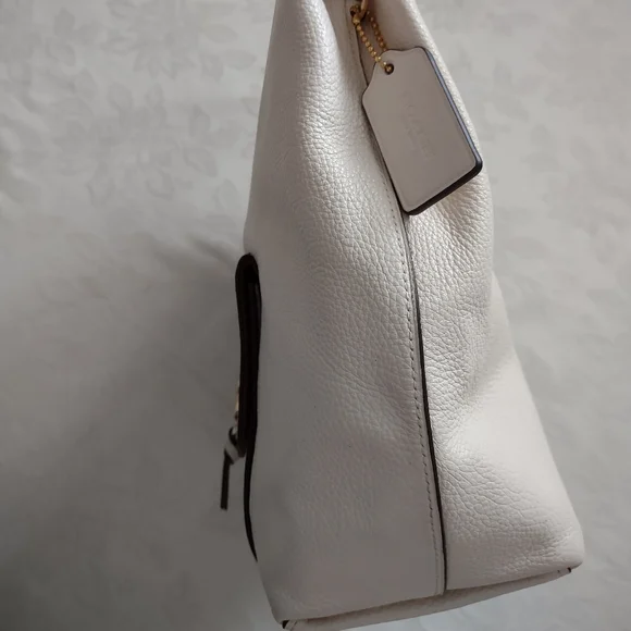 Coach chalk gold Remi refined pebble leather hobo crossbody bag - Picture 7 of 15